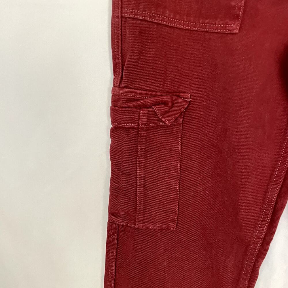 Pacsun bright red denim cargo pants elastic waist women's size small cotton - Picture 3 of 8